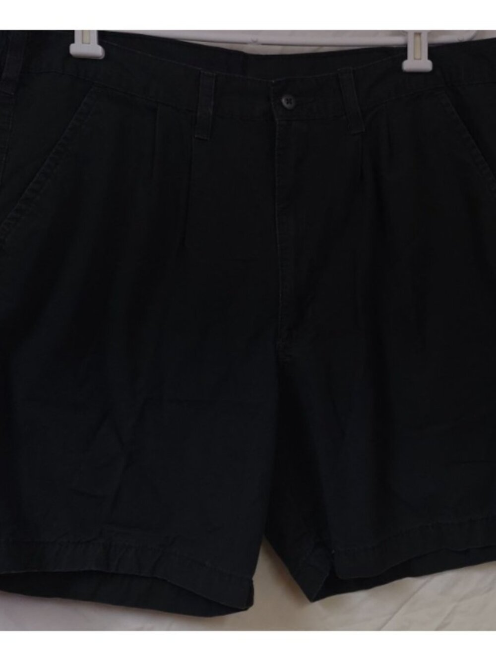Wrangler Mens 38 Black Pleated Elastic Side Waist Khaki Chino Shorts 7" Inseam